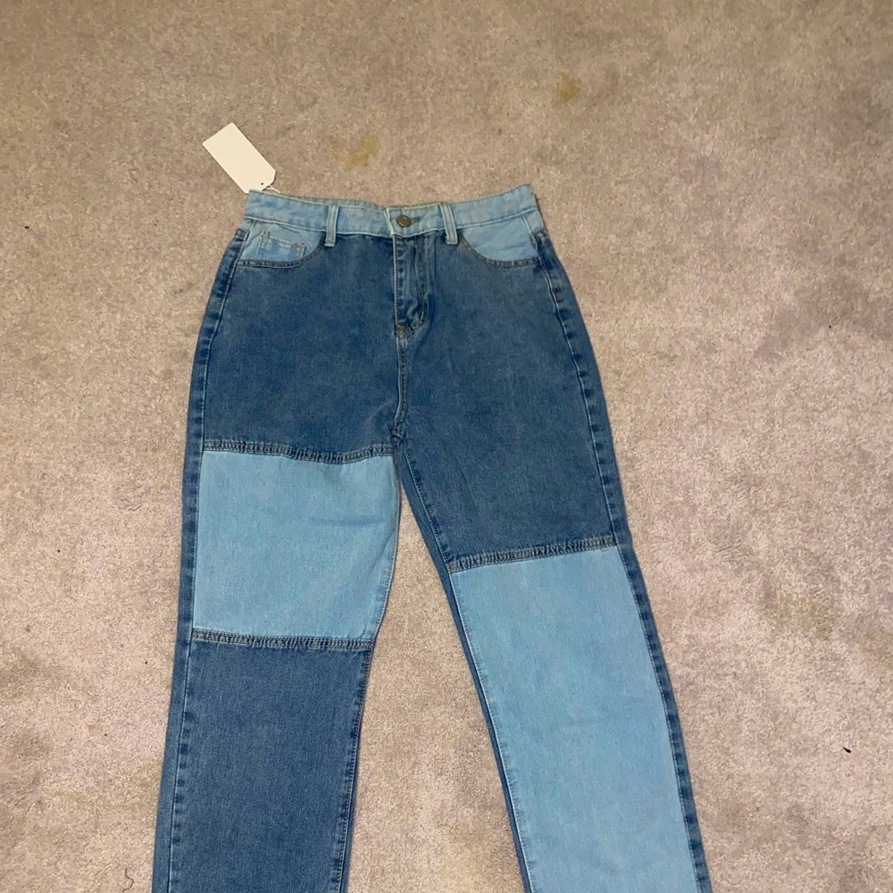 Brand new Multi-patch/color Mom jeans!